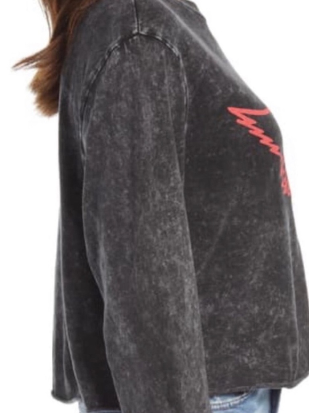 Treasure & Bond Black Mineral-Wash Long Sleeve Tee with Red Aerosmith Graphic - Picture 2 of 4